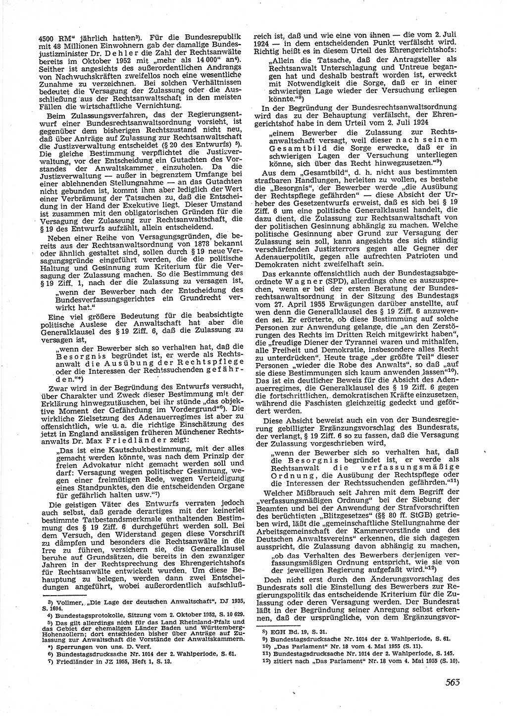 Neue Justiz (NJ), Zeitschrift für Recht und Rechtswissenschaft [Deutsche Demokratische Republik (DDR)], 9. Jahrgang 1955, Seite 563 (NJ DDR 1955, S. 563)