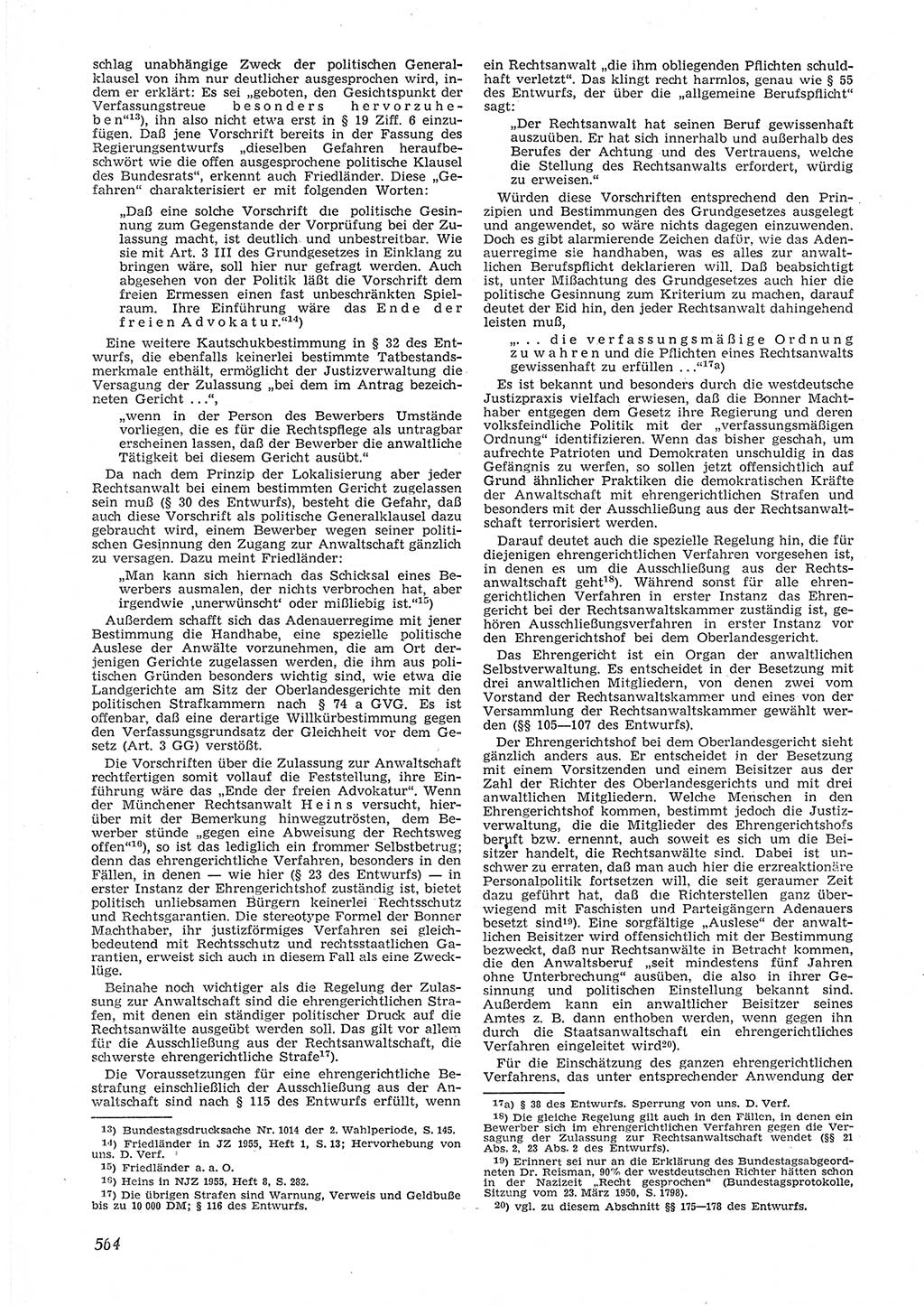 Neue Justiz (NJ), Zeitschrift für Recht und Rechtswissenschaft [Deutsche Demokratische Republik (DDR)], 9. Jahrgang 1955, Seite 564 (NJ DDR 1955, S. 564)