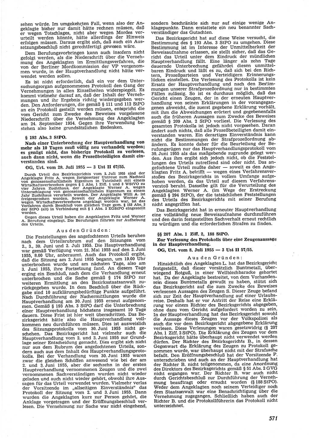 Neue Justiz (NJ), Zeitschrift für Recht und Rechtswissenschaft [Deutsche Demokratische Republik (DDR)], 9. Jahrgang 1955, Seite 571 (NJ DDR 1955, S. 571)