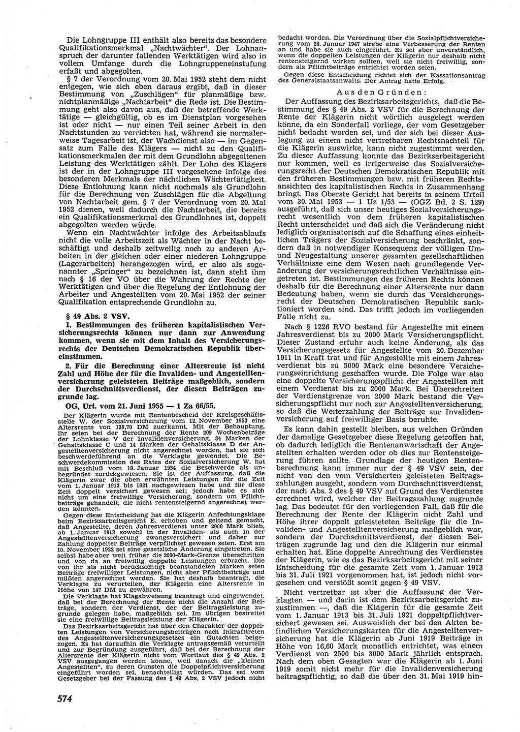 Neue Justiz (NJ), Zeitschrift für Recht und Rechtswissenschaft [Deutsche Demokratische Republik (DDR)], 9. Jahrgang 1955, Seite 574 (NJ DDR 1955, S. 574)