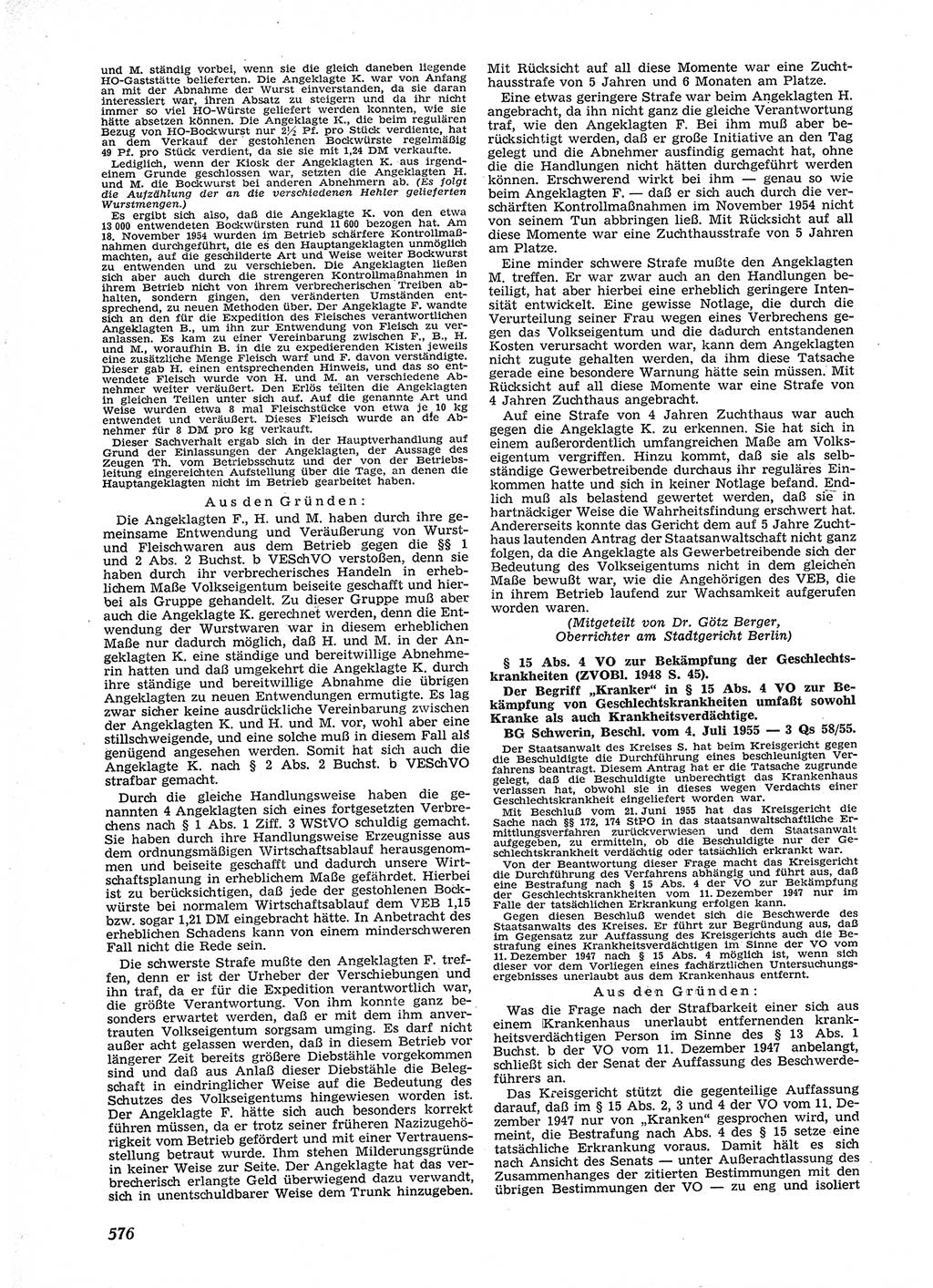 Neue Justiz (NJ), Zeitschrift für Recht und Rechtswissenschaft [Deutsche Demokratische Republik (DDR)], 9. Jahrgang 1955, Seite 576 (NJ DDR 1955, S. 576)