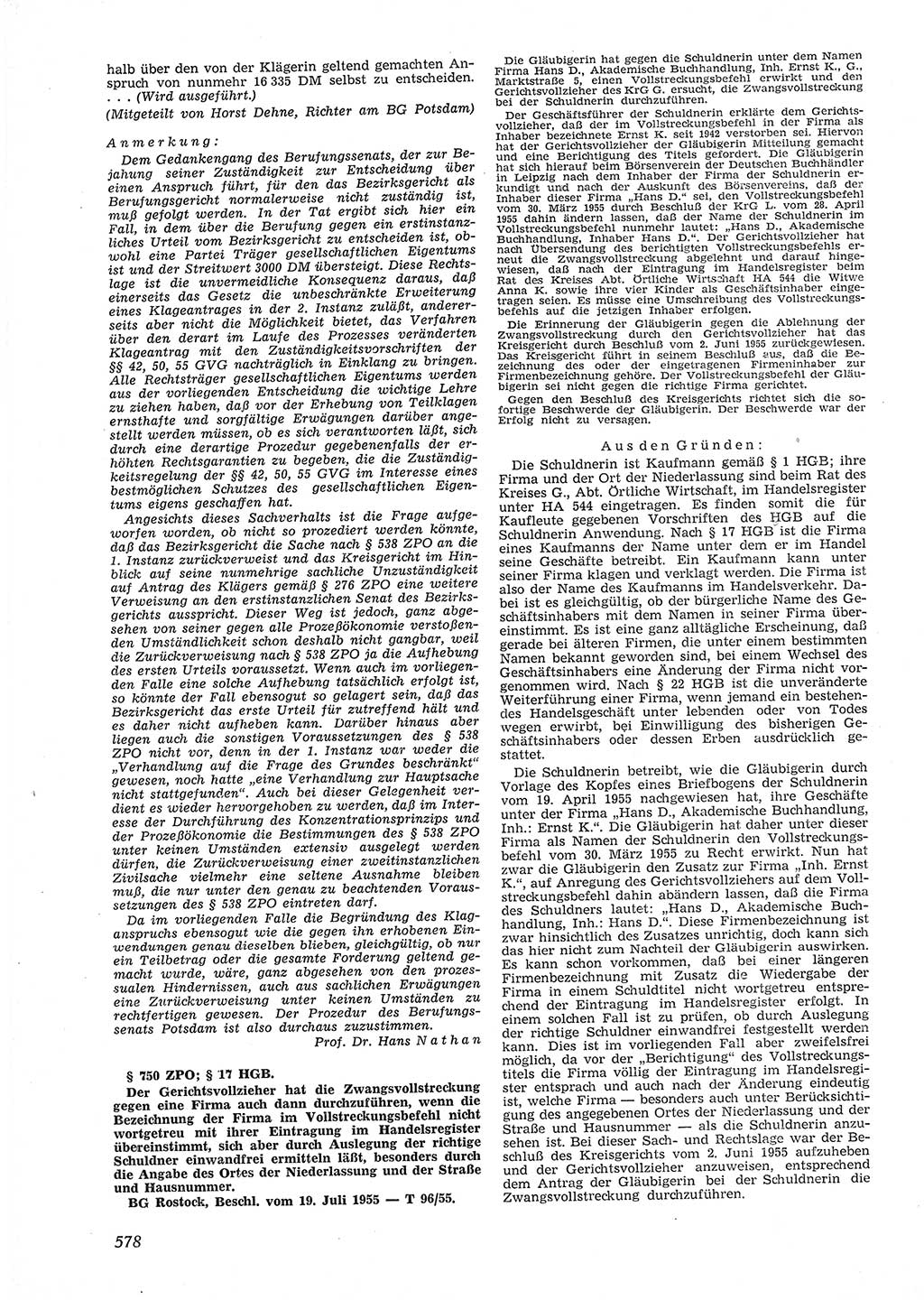 Neue Justiz (NJ), Zeitschrift für Recht und Rechtswissenschaft [Deutsche Demokratische Republik (DDR)], 9. Jahrgang 1955, Seite 578 (NJ DDR 1955, S. 578)