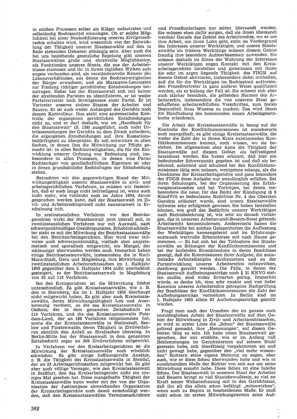 Neue Justiz (NJ), Zeitschrift für Recht und Rechtswissenschaft [Deutsche Demokratische Republik (DDR)], 9. Jahrgang 1955, Seite 582 (NJ DDR 1955, S. 582)
