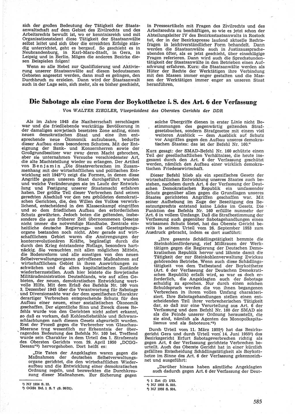 Neue Justiz (NJ), Zeitschrift für Recht und Rechtswissenschaft [Deutsche Demokratische Republik (DDR)], 9. Jahrgang 1955, Seite 585 (NJ DDR 1955, S. 585)