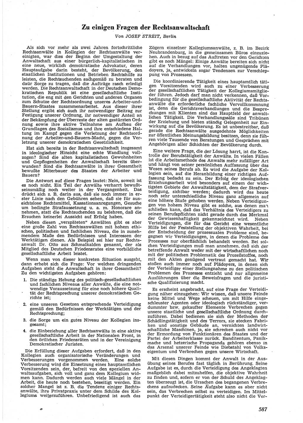 Neue Justiz (NJ), Zeitschrift für Recht und Rechtswissenschaft [Deutsche Demokratische Republik (DDR)], 9. Jahrgang 1955, Seite 587 (NJ DDR 1955, S. 587)
