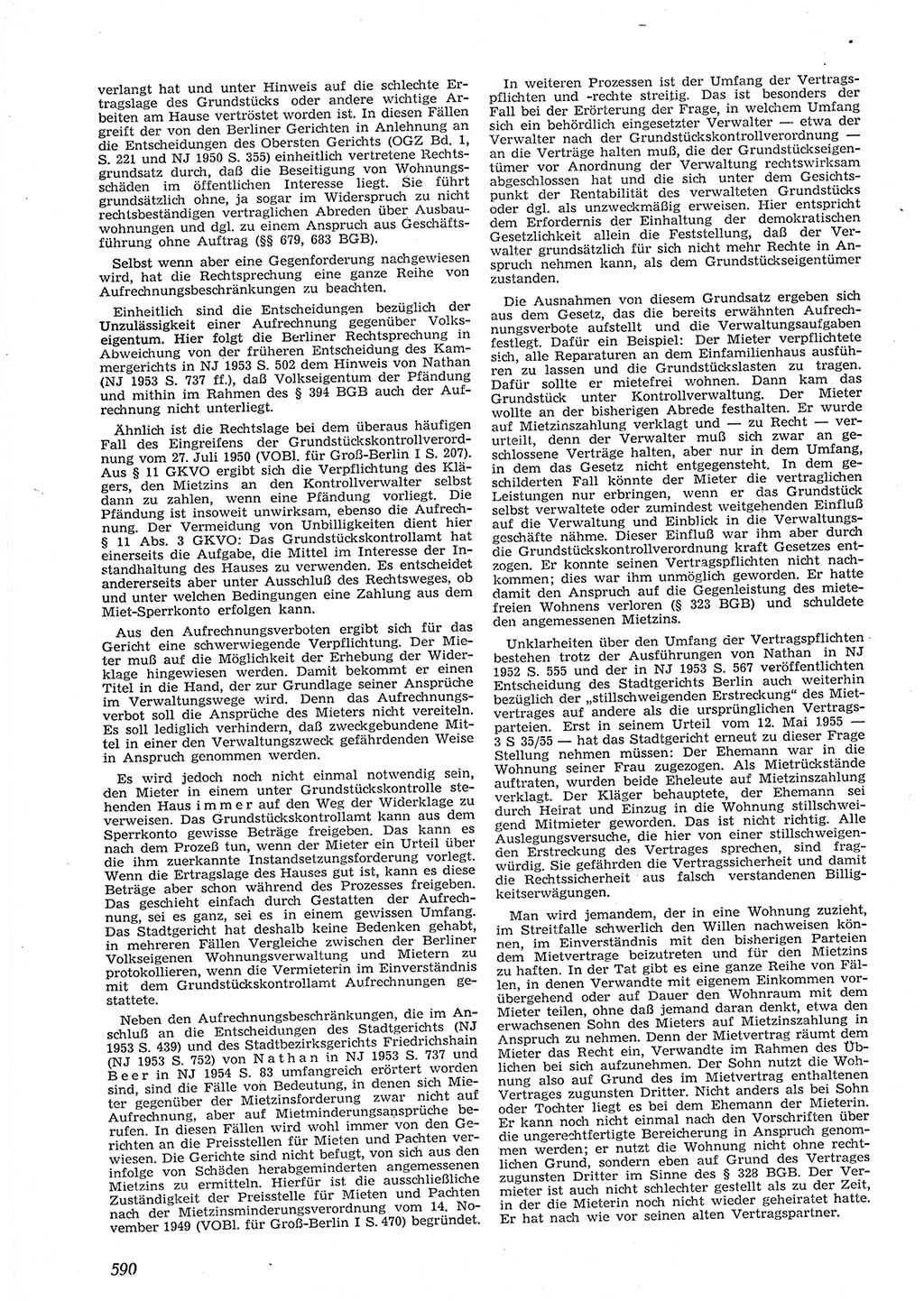 Neue Justiz (NJ), Zeitschrift für Recht und Rechtswissenschaft [Deutsche Demokratische Republik (DDR)], 9. Jahrgang 1955, Seite 590 (NJ DDR 1955, S. 590)