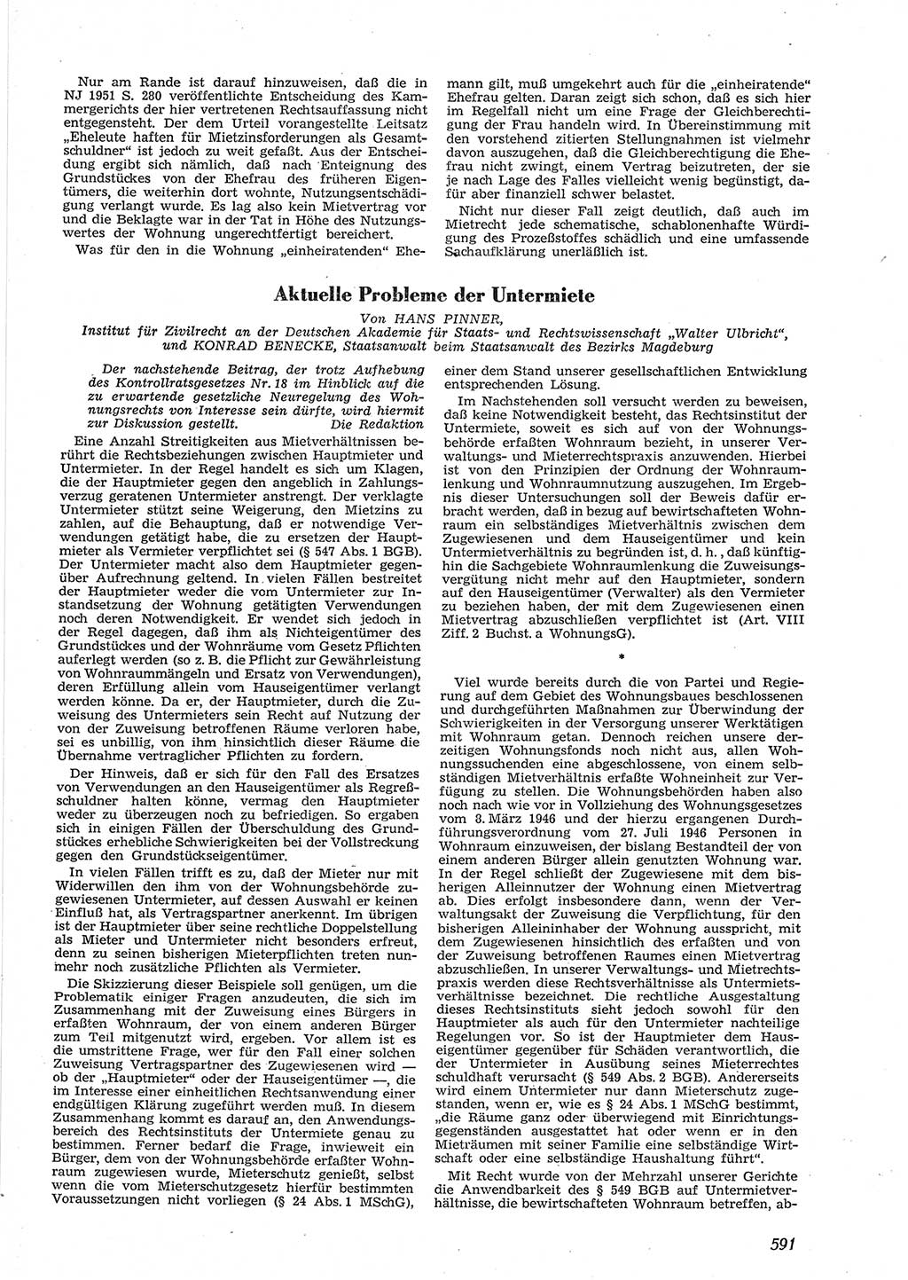 Neue Justiz (NJ), Zeitschrift für Recht und Rechtswissenschaft [Deutsche Demokratische Republik (DDR)], 9. Jahrgang 1955, Seite 591 (NJ DDR 1955, S. 591)