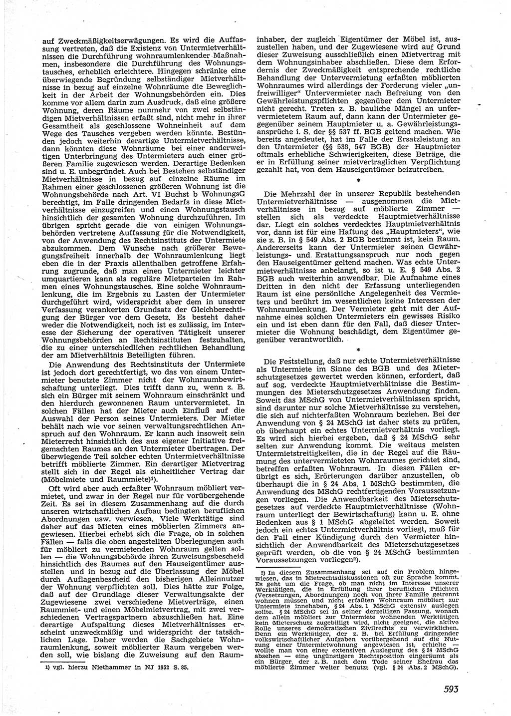 Neue Justiz (NJ), Zeitschrift für Recht und Rechtswissenschaft [Deutsche Demokratische Republik (DDR)], 9. Jahrgang 1955, Seite 593 (NJ DDR 1955, S. 593)