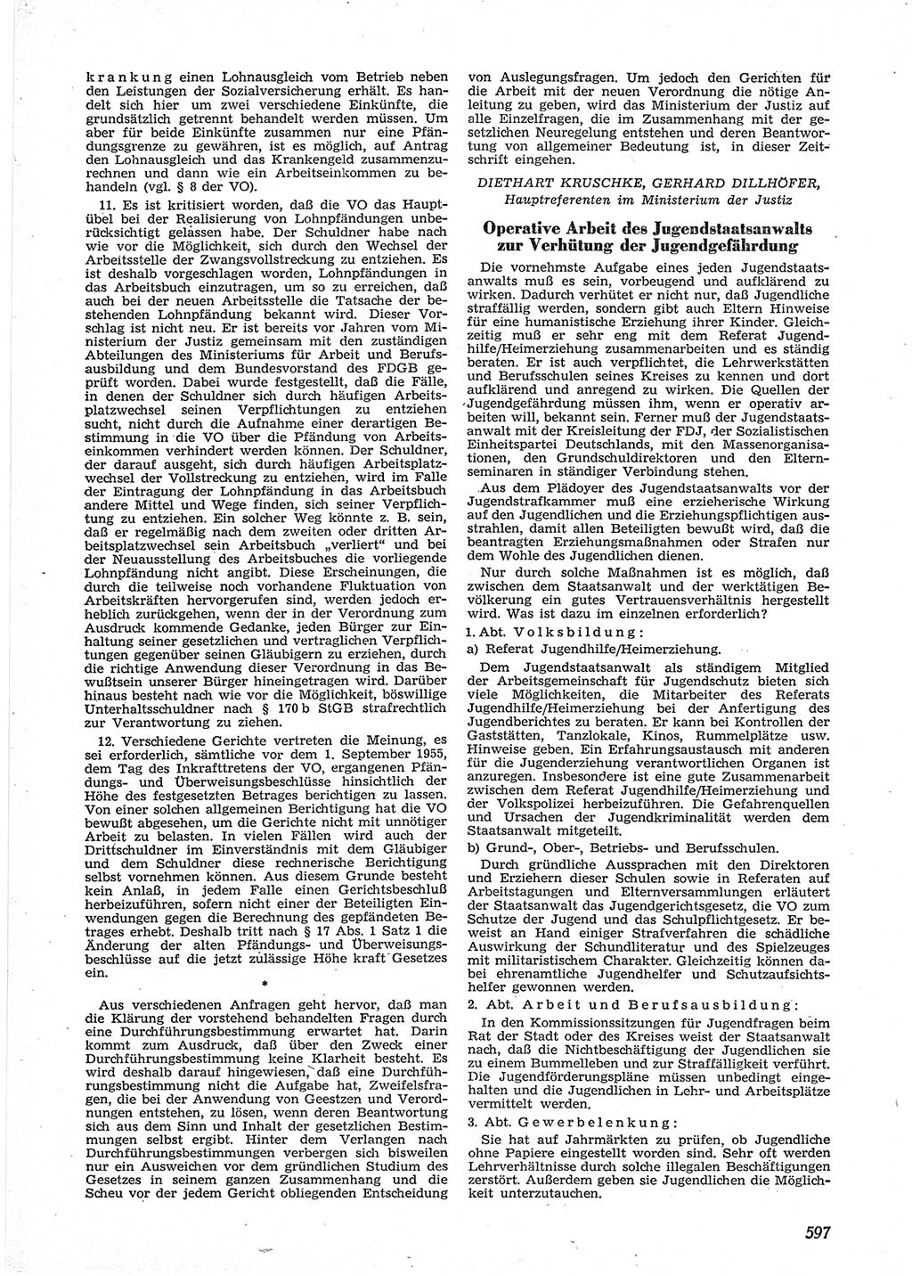 Neue Justiz (NJ), Zeitschrift für Recht und Rechtswissenschaft [Deutsche Demokratische Republik (DDR)], 9. Jahrgang 1955, Seite 597 (NJ DDR 1955, S. 597)