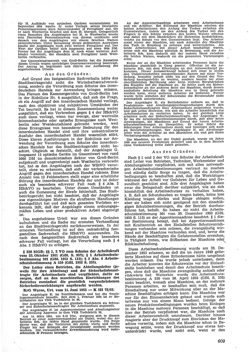 Neue Justiz (NJ), Zeitschrift für Recht und Rechtswissenschaft [Deutsche Demokratische Republik (DDR)], 9. Jahrgang 1955, Seite 609 (NJ DDR 1955, S. 609)