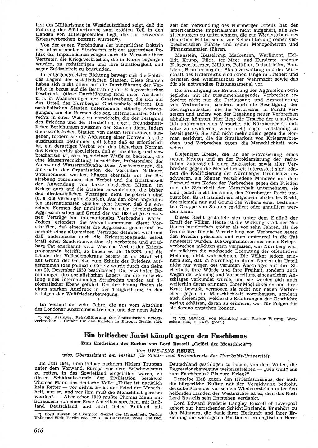 Neue Justiz (NJ), Zeitschrift für Recht und Rechtswissenschaft [Deutsche Demokratische Republik (DDR)], 9. Jahrgang 1955, Seite 616 (NJ DDR 1955, S. 616)