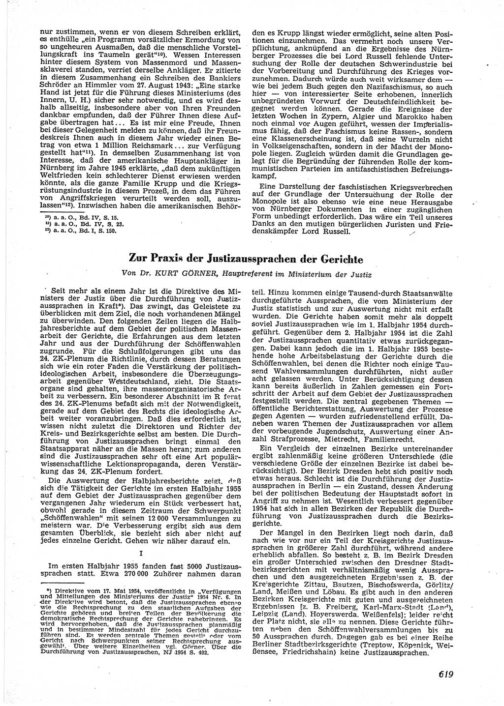 Neue Justiz (NJ), Zeitschrift für Recht und Rechtswissenschaft [Deutsche Demokratische Republik (DDR)], 9. Jahrgang 1955, Seite 619 (NJ DDR 1955, S. 619)