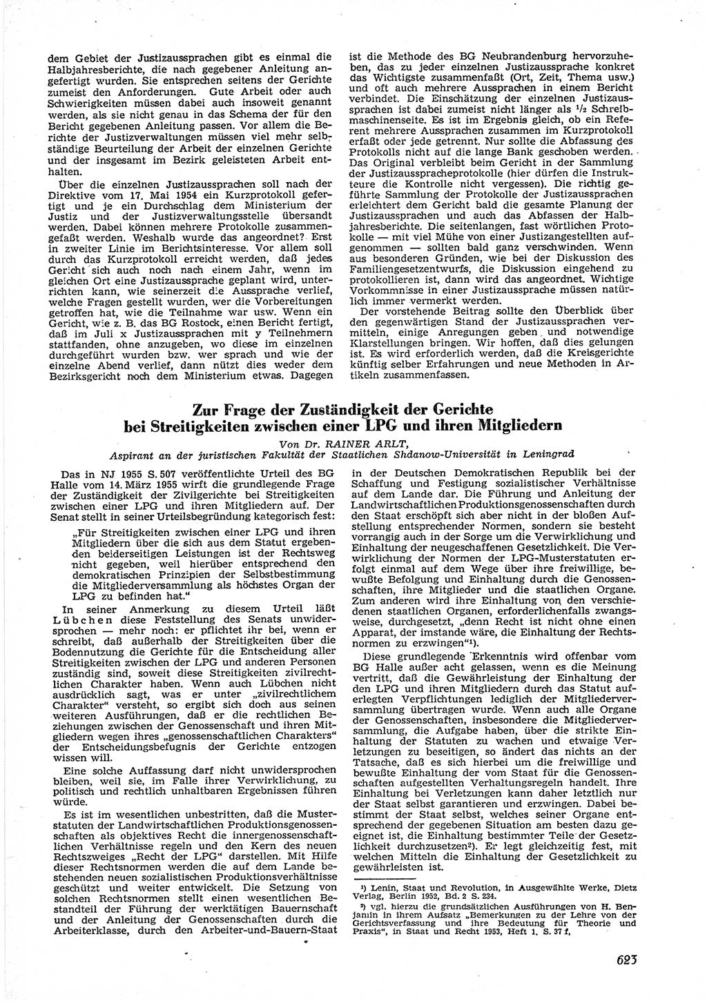 Neue Justiz (NJ), Zeitschrift für Recht und Rechtswissenschaft [Deutsche Demokratische Republik (DDR)], 9. Jahrgang 1955, Seite 623 (NJ DDR 1955, S. 623)