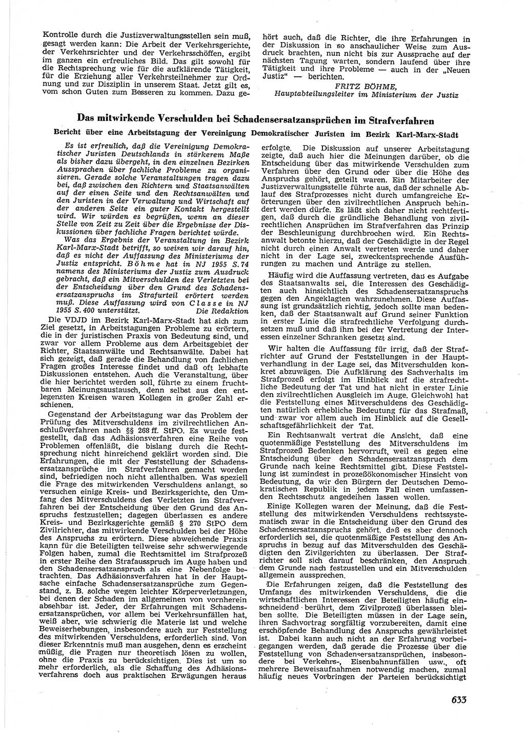 Neue Justiz (NJ), Zeitschrift für Recht und Rechtswissenschaft [Deutsche Demokratische Republik (DDR)], 9. Jahrgang 1955, Seite 633 (NJ DDR 1955, S. 633)