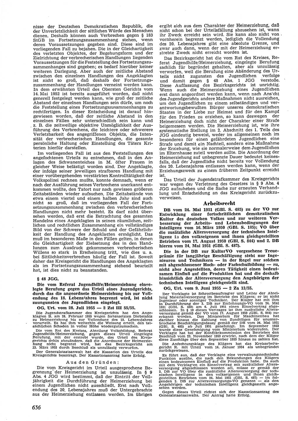 Neue Justiz (NJ), Zeitschrift für Recht und Rechtswissenschaft [Deutsche Demokratische Republik (DDR)], 9. Jahrgang 1955, Seite 636 (NJ DDR 1955, S. 636)