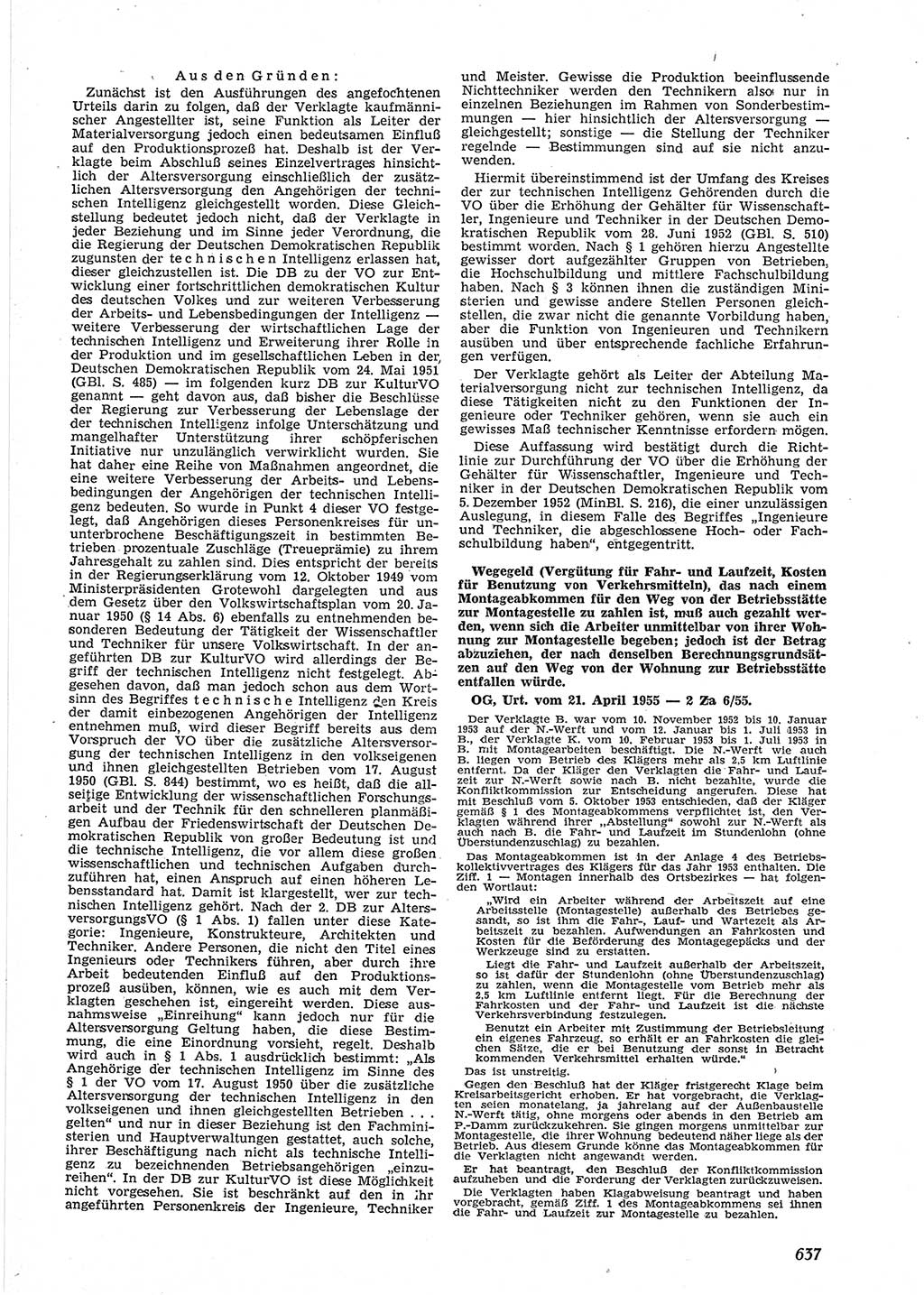 Neue Justiz (NJ), Zeitschrift für Recht und Rechtswissenschaft [Deutsche Demokratische Republik (DDR)], 9. Jahrgang 1955, Seite 637 (NJ DDR 1955, S. 637)