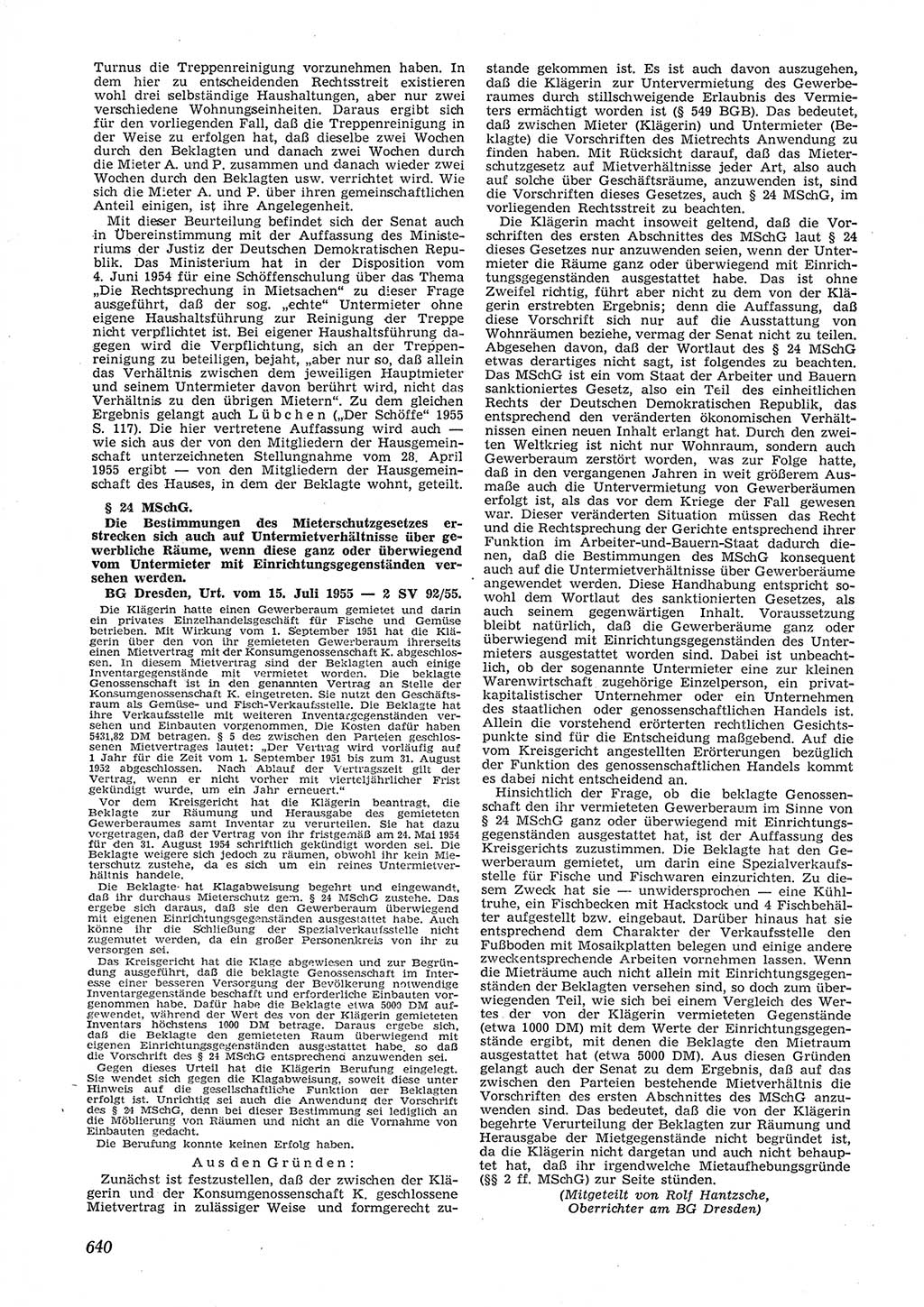 Neue Justiz (NJ), Zeitschrift für Recht und Rechtswissenschaft [Deutsche Demokratische Republik (DDR)], 9. Jahrgang 1955, Seite 640 (NJ DDR 1955, S. 640)