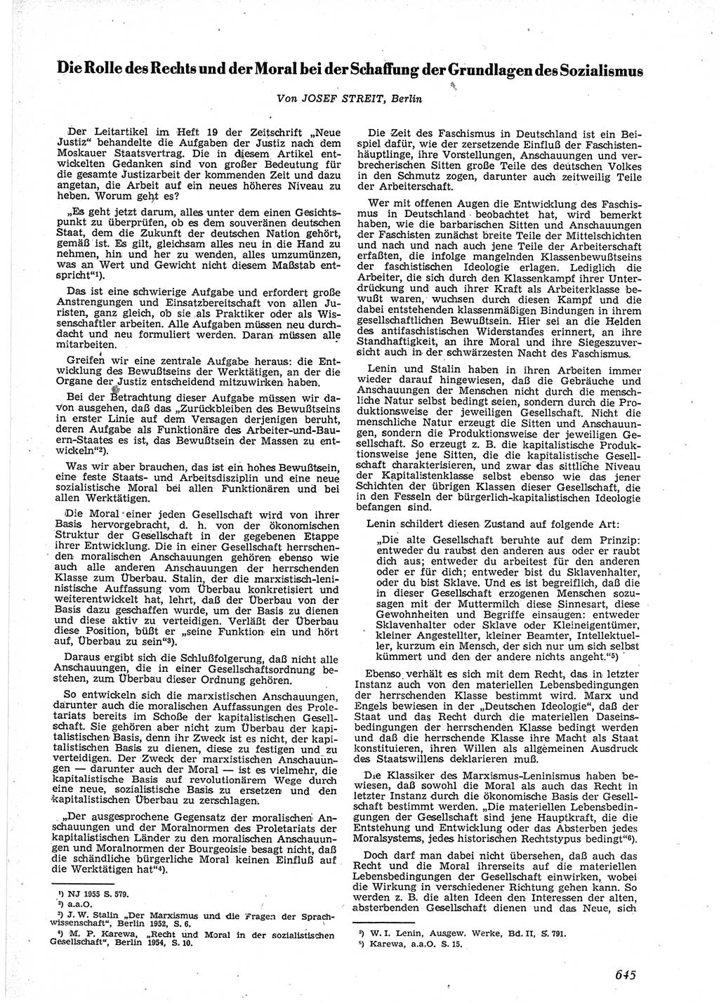 Neue Justiz (NJ), Zeitschrift für Recht und Rechtswissenschaft [Deutsche Demokratische Republik (DDR)], 9. Jahrgang 1955, Seite 645 (NJ DDR 1955, S. 645)