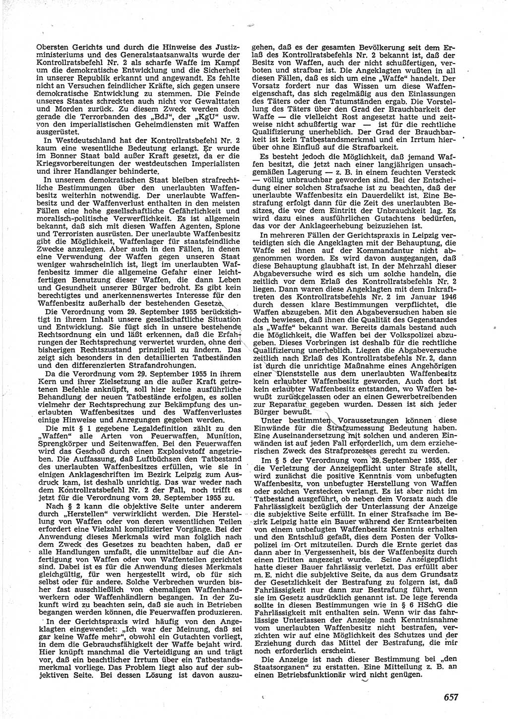 Neue Justiz (NJ), Zeitschrift für Recht und Rechtswissenschaft [Deutsche Demokratische Republik (DDR)], 9. Jahrgang 1955, Seite 657 (NJ DDR 1955, S. 657)