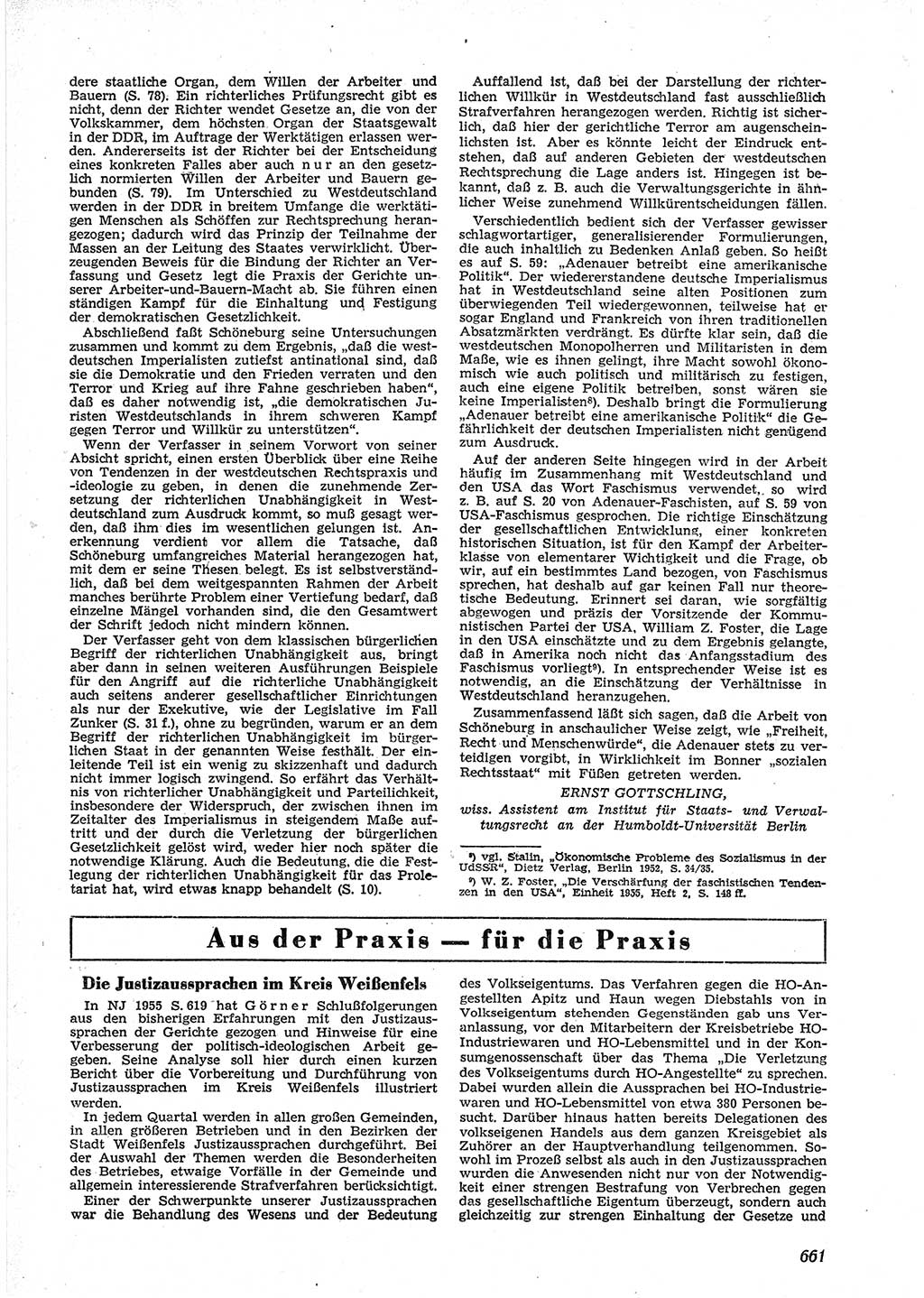 Neue Justiz (NJ), Zeitschrift für Recht und Rechtswissenschaft [Deutsche Demokratische Republik (DDR)], 9. Jahrgang 1955, Seite 661 (NJ DDR 1955, S. 661)