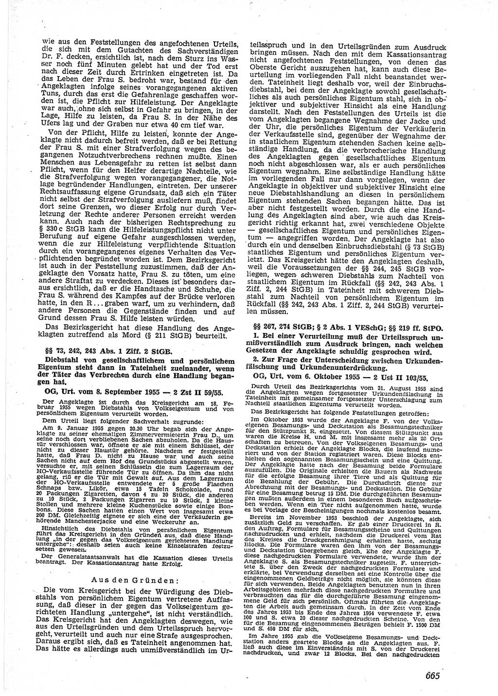 Neue Justiz (NJ), Zeitschrift für Recht und Rechtswissenschaft [Deutsche Demokratische Republik (DDR)], 9. Jahrgang 1955, Seite 665 (NJ DDR 1955, S. 665)
