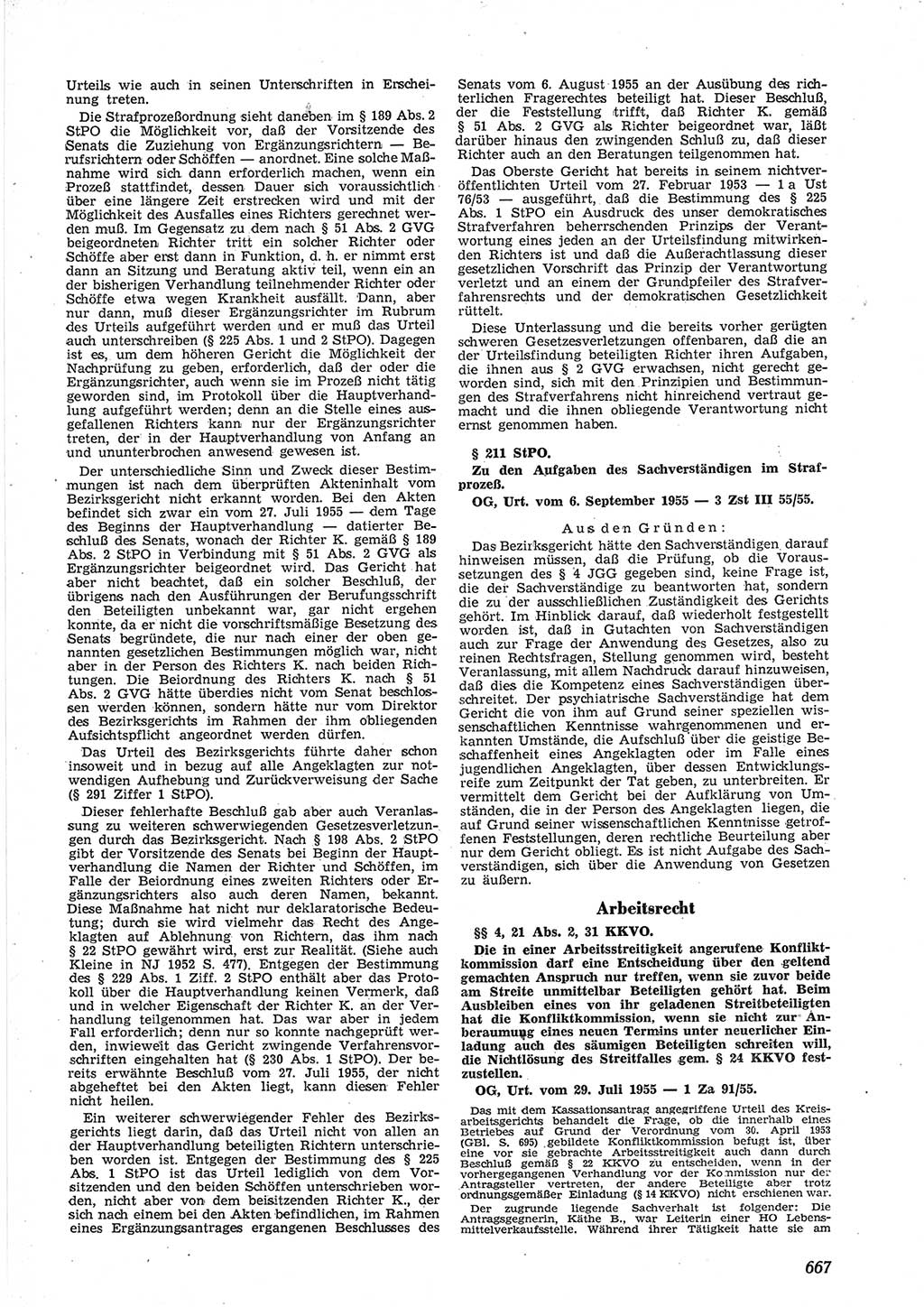 Neue Justiz (NJ), Zeitschrift für Recht und Rechtswissenschaft [Deutsche Demokratische Republik (DDR)], 9. Jahrgang 1955, Seite 667 (NJ DDR 1955, S. 667)