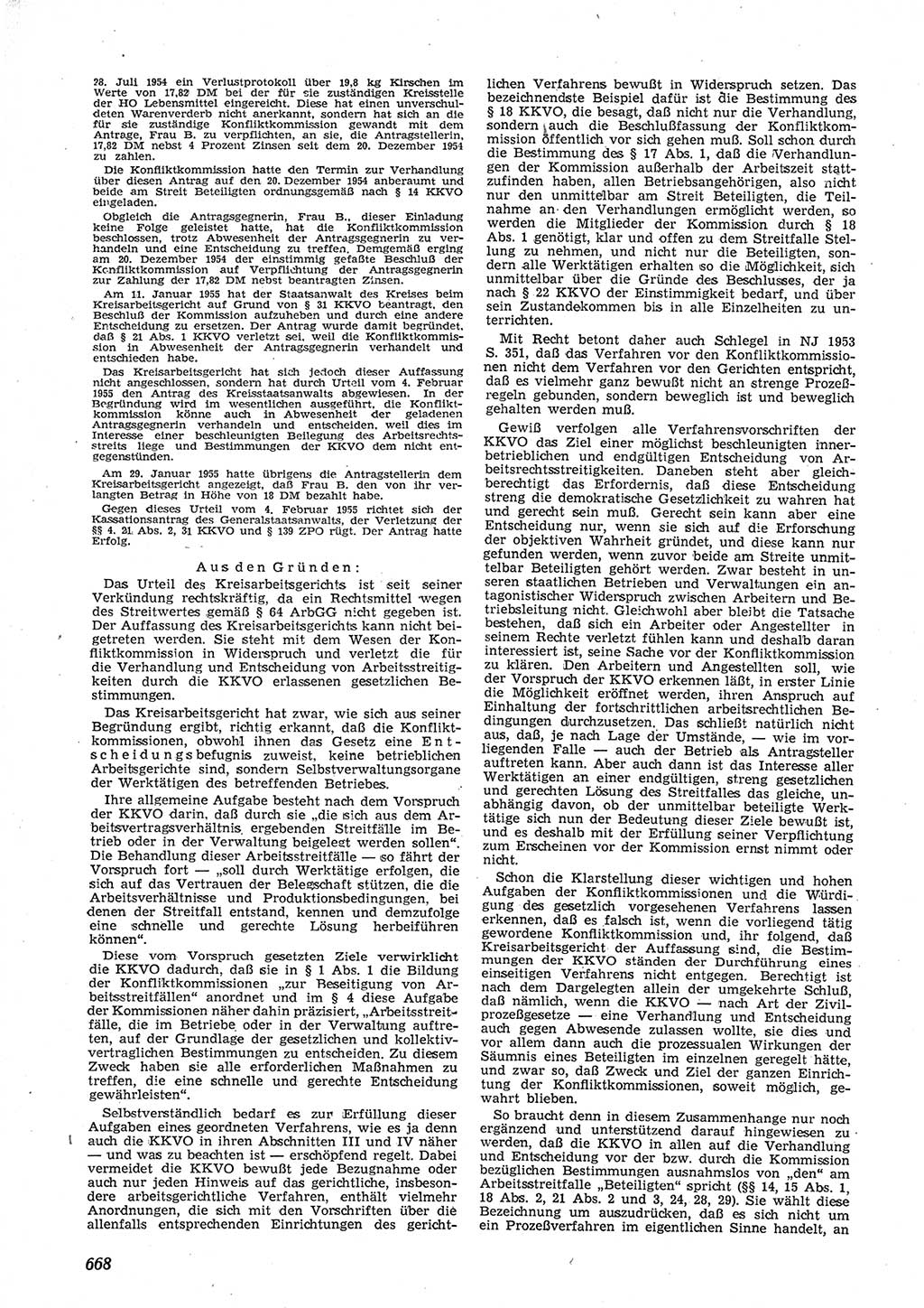 Neue Justiz (NJ), Zeitschrift für Recht und Rechtswissenschaft [Deutsche Demokratische Republik (DDR)], 9. Jahrgang 1955, Seite 668 (NJ DDR 1955, S. 668)