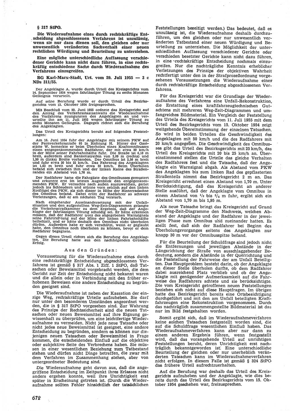 Neue Justiz (NJ), Zeitschrift für Recht und Rechtswissenschaft [Deutsche Demokratische Republik (DDR)], 9. Jahrgang 1955, Seite 672 (NJ DDR 1955, S. 672)