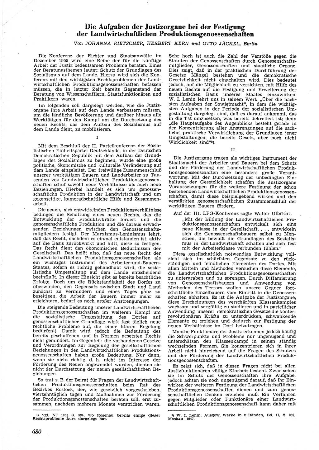 Neue Justiz (NJ), Zeitschrift für Recht und Rechtswissenschaft [Deutsche Demokratische Republik (DDR)], 9. Jahrgang 1955, Seite 680 (NJ DDR 1955, S. 680)