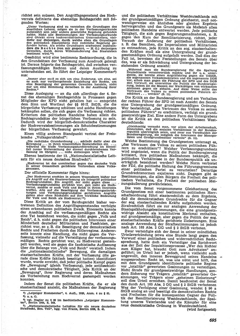 Neue Justiz (NJ), Zeitschrift für Recht und Rechtswissenschaft [Deutsche Demokratische Republik (DDR)], 9. Jahrgang 1955, Seite 695 (NJ DDR 1955, S. 695)