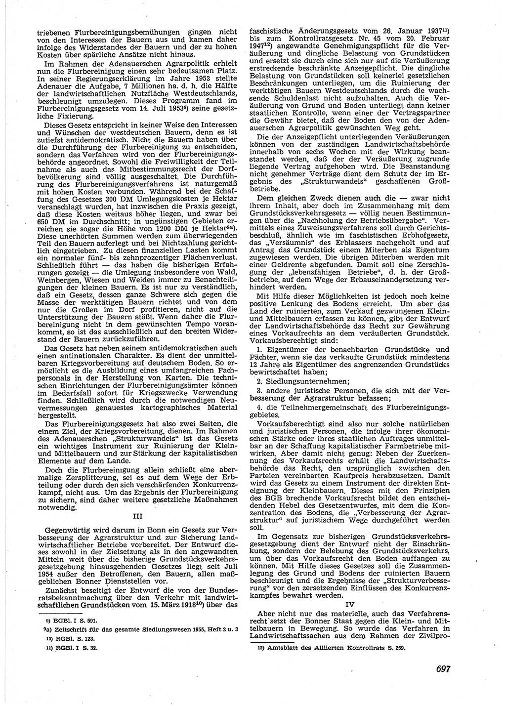 Neue Justiz (NJ), Zeitschrift für Recht und Rechtswissenschaft [Deutsche Demokratische Republik (DDR)], 9. Jahrgang 1955, Seite 697 (NJ DDR 1955, S. 697)
