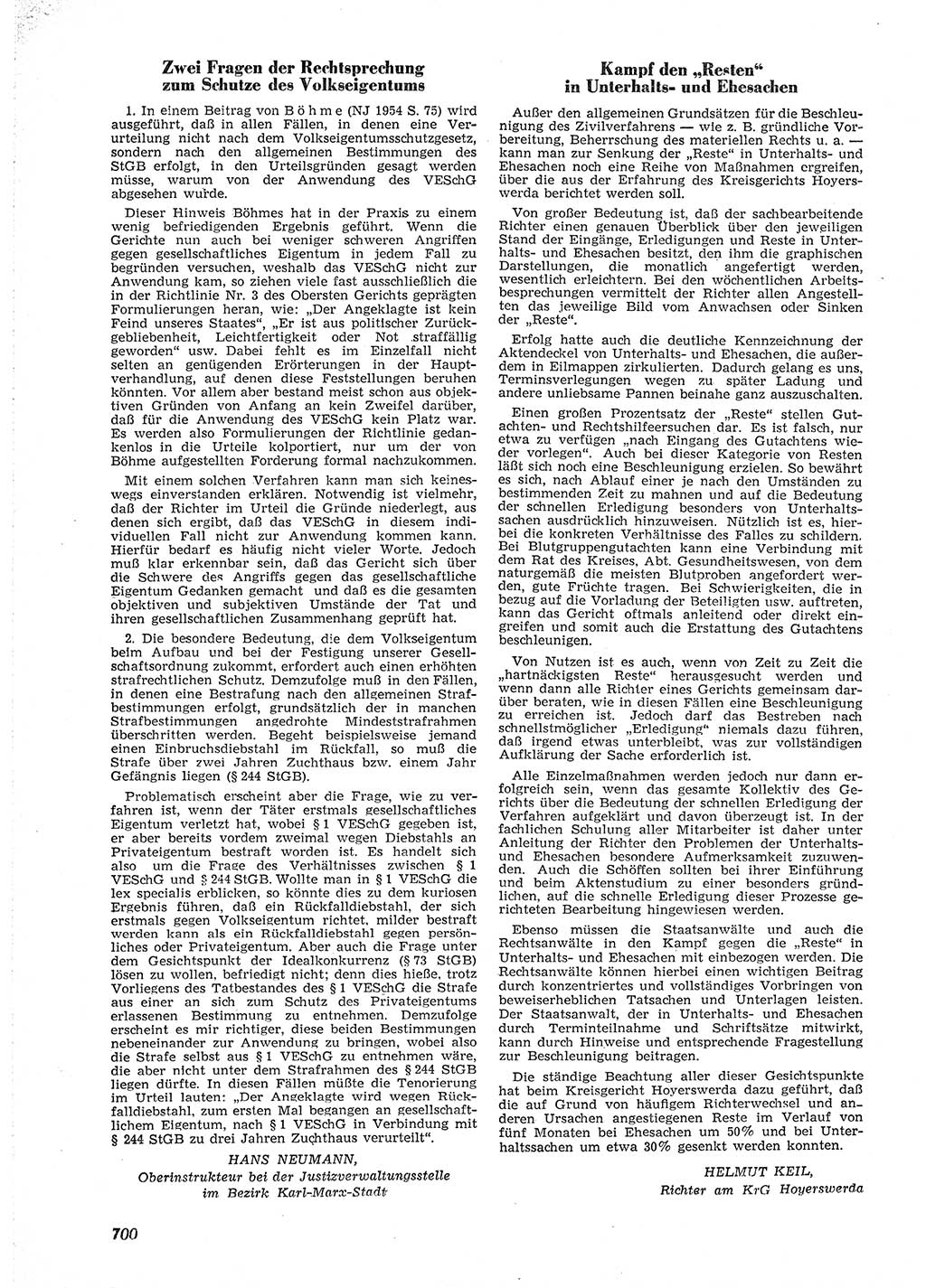 Neue Justiz (NJ), Zeitschrift für Recht und Rechtswissenschaft [Deutsche Demokratische Republik (DDR)], 9. Jahrgang 1955, Seite 700 (NJ DDR 1955, S. 700)