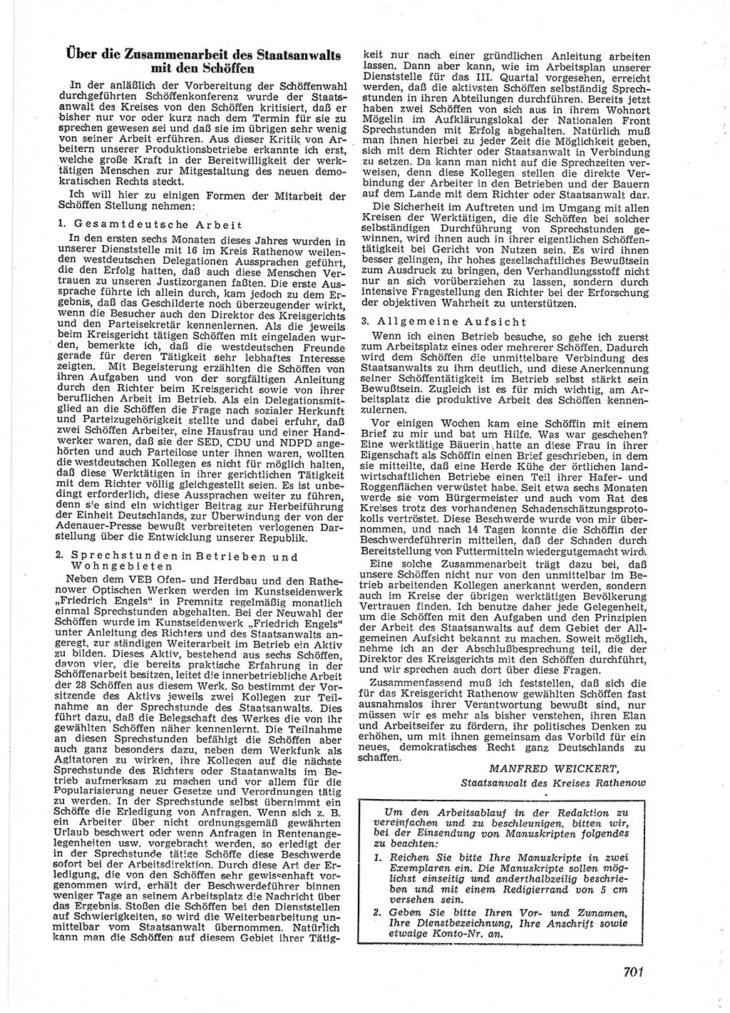 Neue Justiz (NJ), Zeitschrift für Recht und Rechtswissenschaft [Deutsche Demokratische Republik (DDR)], 9. Jahrgang 1955, Seite 701 (NJ DDR 1955, S. 701)