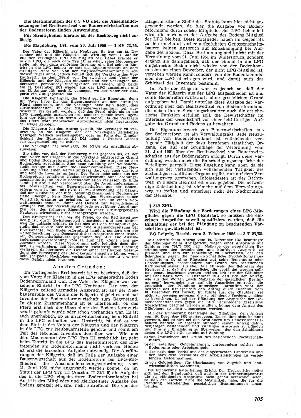 Neue Justiz (NJ), Zeitschrift für Recht und Rechtswissenschaft [Deutsche Demokratische Republik (DDR)], 9. Jahrgang 1955, Seite 705 (NJ DDR 1955, S. 705)