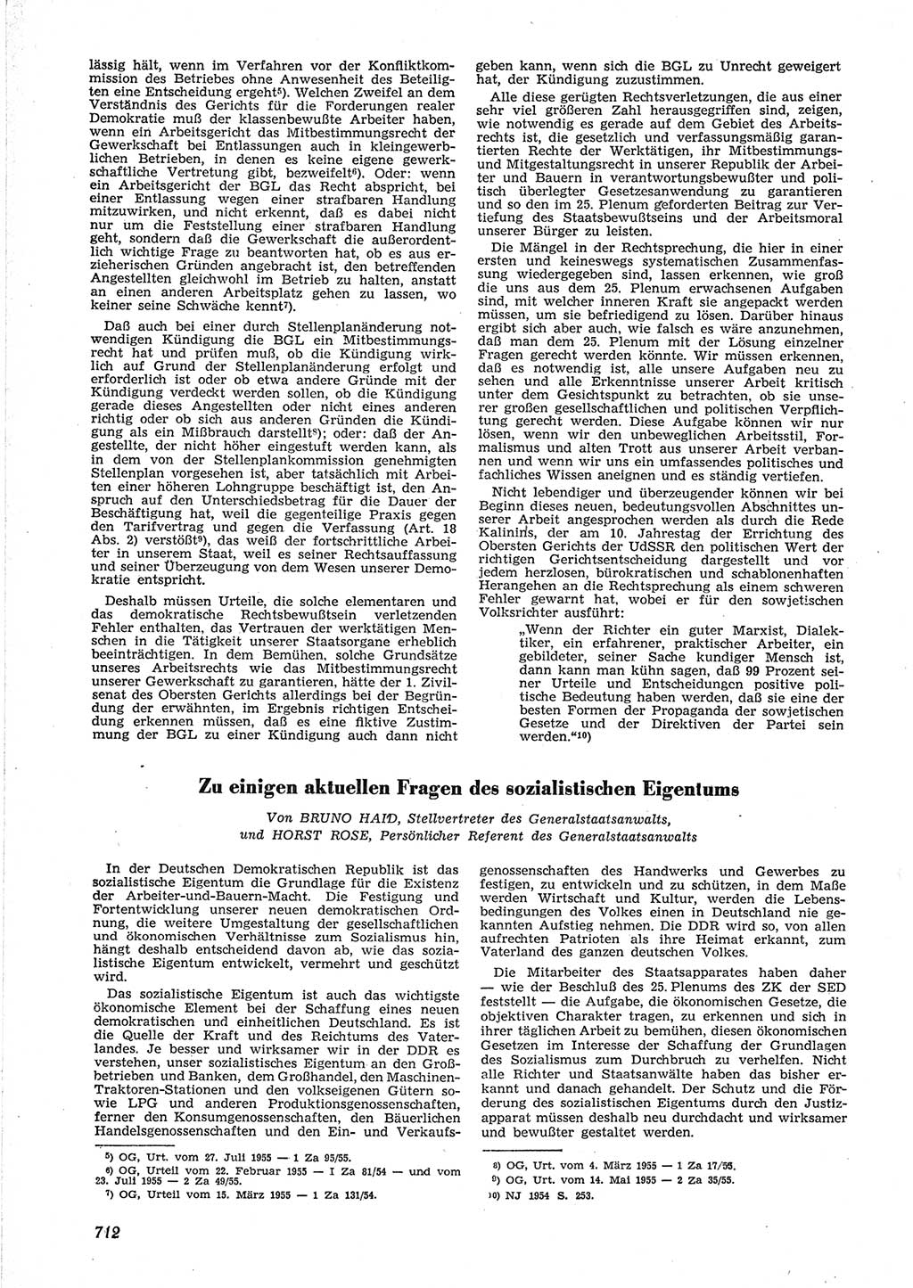 Neue Justiz (NJ), Zeitschrift für Recht und Rechtswissenschaft [Deutsche Demokratische Republik (DDR)], 9. Jahrgang 1955, Seite 712 (NJ DDR 1955, S. 712)