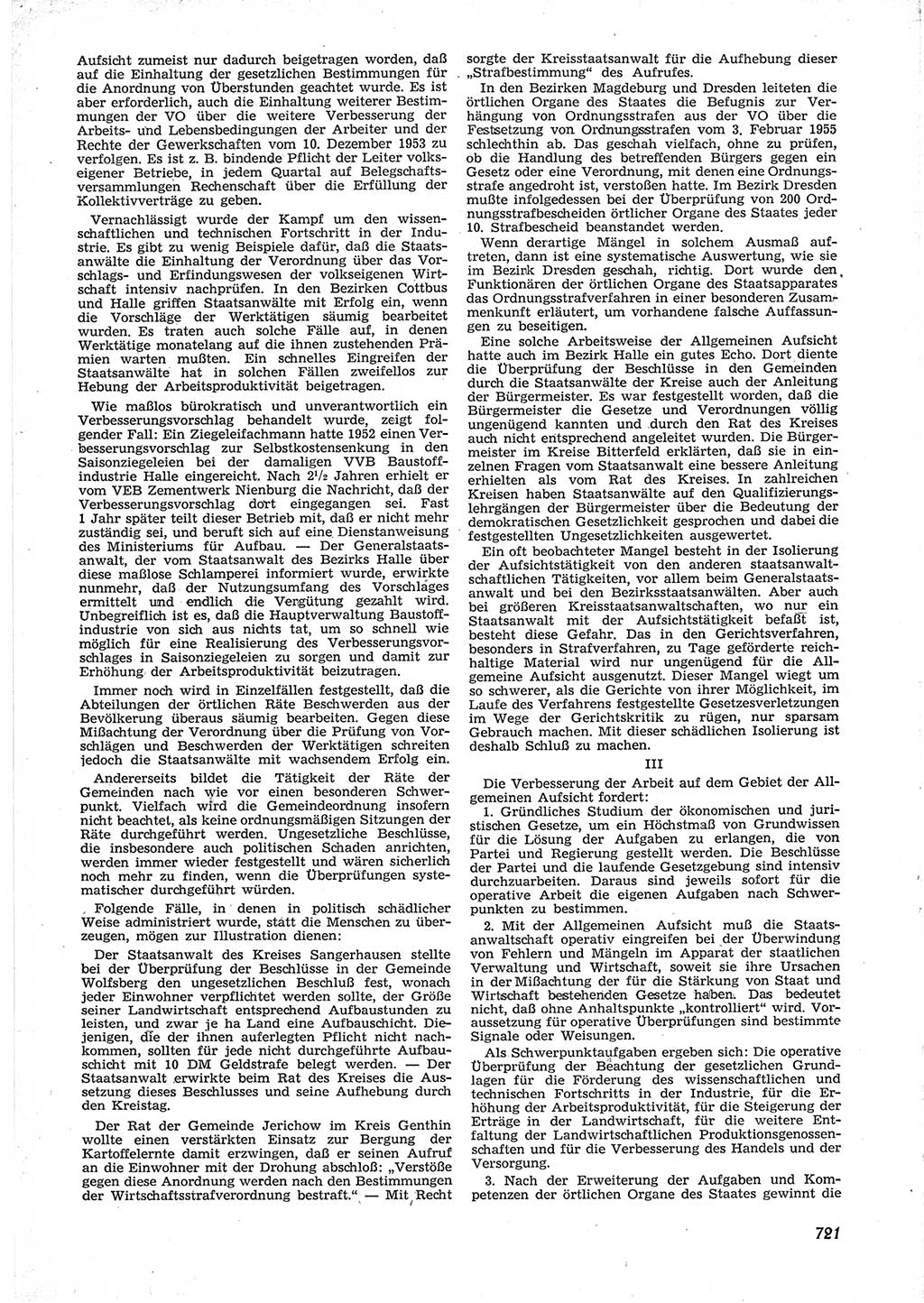 Neue Justiz (NJ), Zeitschrift für Recht und Rechtswissenschaft [Deutsche Demokratische Republik (DDR)], 9. Jahrgang 1955, Seite 721 (NJ DDR 1955, S. 721)