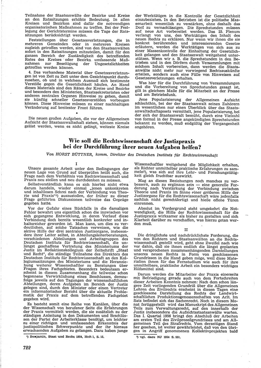 Neue Justiz (NJ), Zeitschrift für Recht und Rechtswissenschaft [Deutsche Demokratische Republik (DDR)], 9. Jahrgang 1955, Seite 722 (NJ DDR 1955, S. 722)