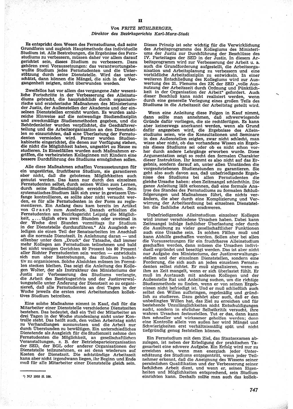 Neue Justiz (NJ), Zeitschrift für Recht und Rechtswissenschaft [Deutsche Demokratische Republik (DDR)], 9. Jahrgang 1955, Seite 747 (NJ DDR 1955, S. 747)