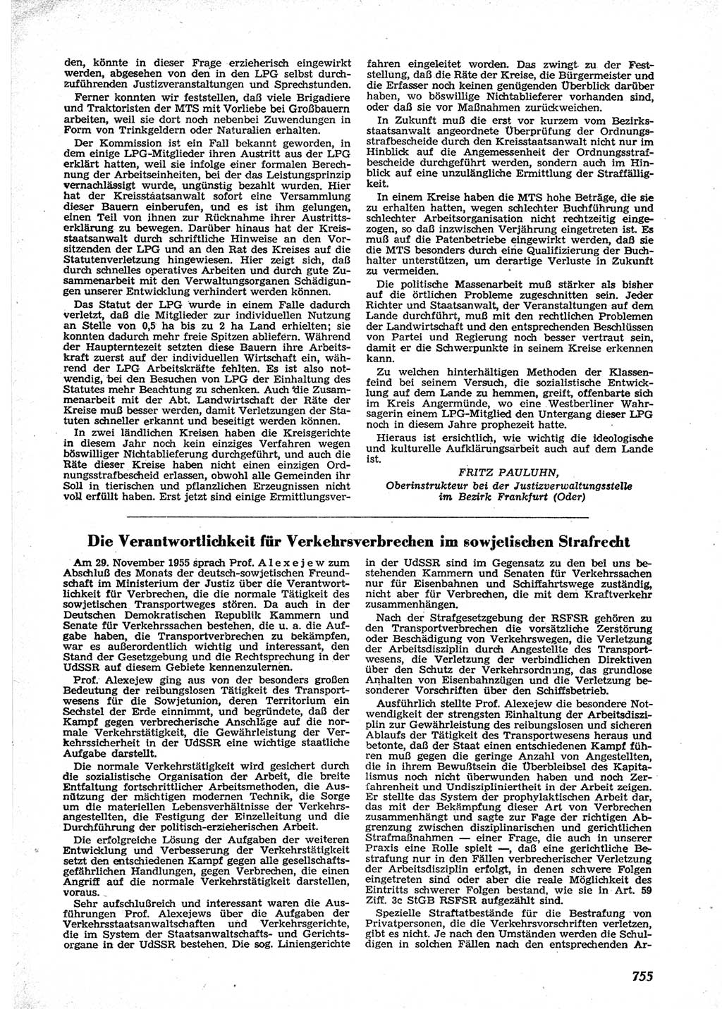 Neue Justiz (NJ), Zeitschrift für Recht und Rechtswissenschaft [Deutsche Demokratische Republik (DDR)], 9. Jahrgang 1955, Seite 755 (NJ DDR 1955, S. 755)