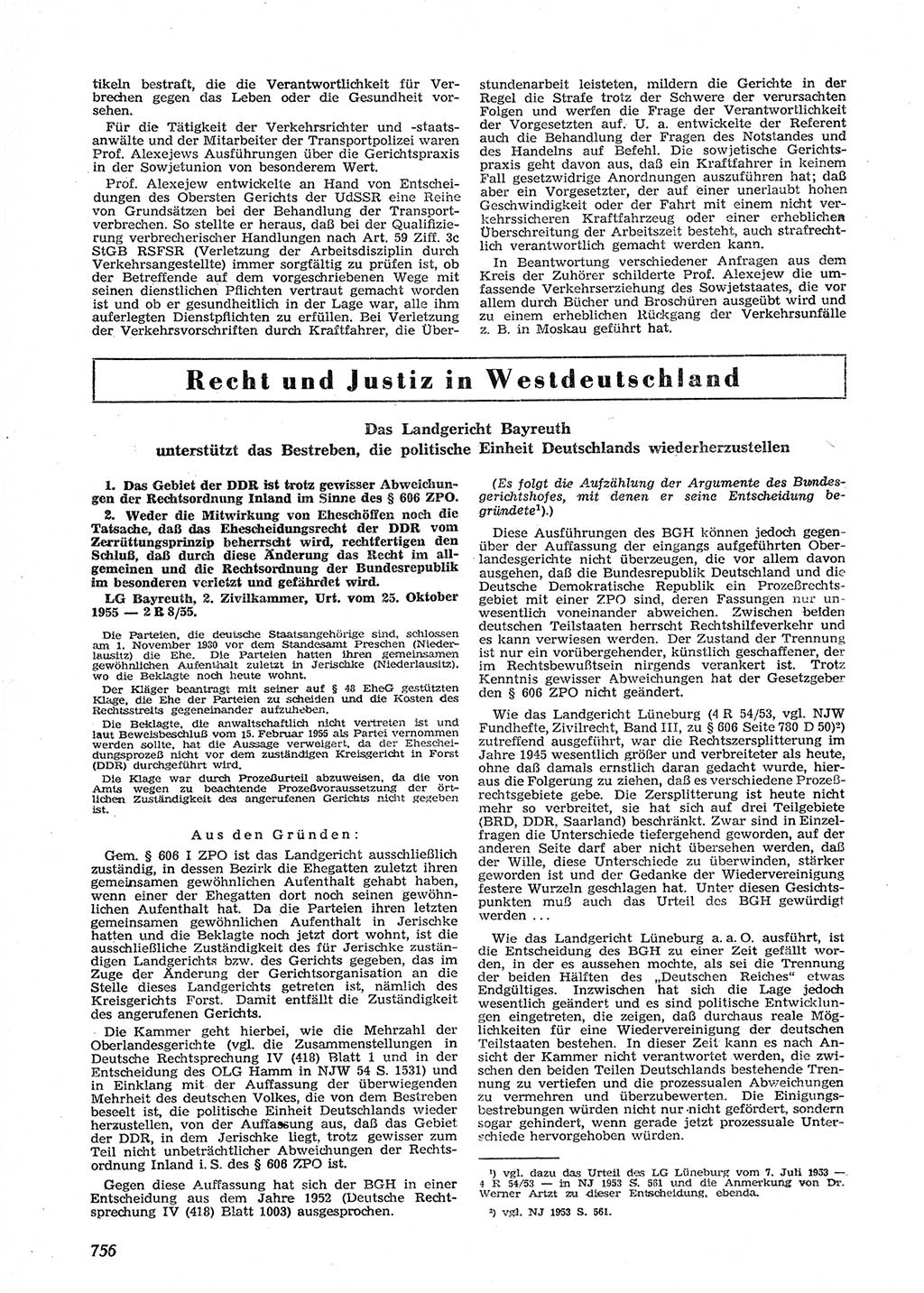 Neue Justiz (NJ), Zeitschrift für Recht und Rechtswissenschaft [Deutsche Demokratische Republik (DDR)], 9. Jahrgang 1955, Seite 756 (NJ DDR 1955, S. 756)