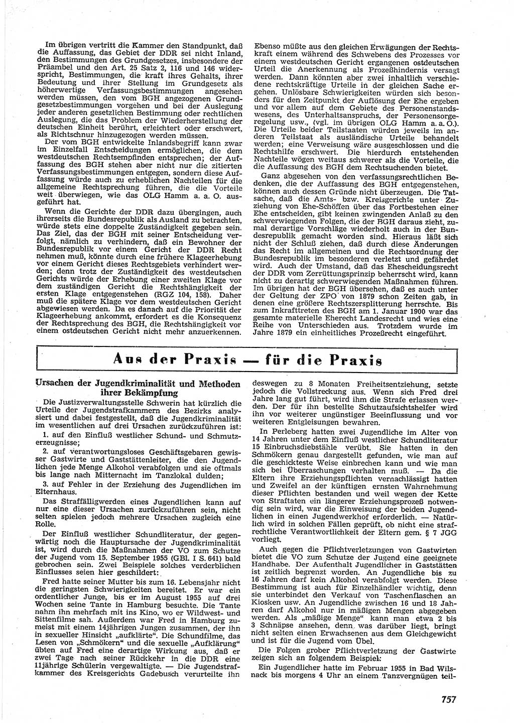 Neue Justiz (NJ), Zeitschrift für Recht und Rechtswissenschaft [Deutsche Demokratische Republik (DDR)], 9. Jahrgang 1955, Seite 757 (NJ DDR 1955, S. 757)