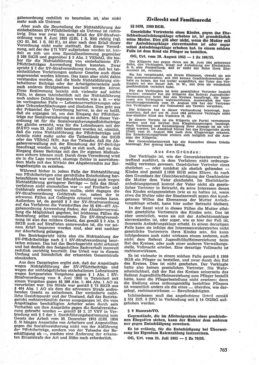 Neue Justiz (NJ), Zeitschrift für Recht und Rechtswissenschaft [Deutsche Demokratische Republik (DDR)], 9. Jahrgang 1955, Seite 763 (NJ DDR 1955, S. 763)