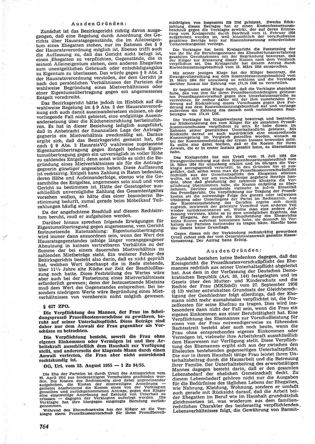 Neue Justiz (NJ), Zeitschrift für Recht und Rechtswissenschaft [Deutsche Demokratische Republik (DDR)], 9. Jahrgang 1955, Seite 764 (NJ DDR 1955, S. 764)