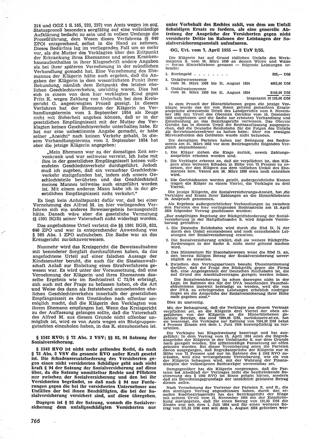 Neue Justiz (NJ), Zeitschrift für Recht und Rechtswissenschaft [Deutsche Demokratische Republik (DDR)], 9. Jahrgang 1955, Seite 766 (NJ DDR 1955, S. 766)