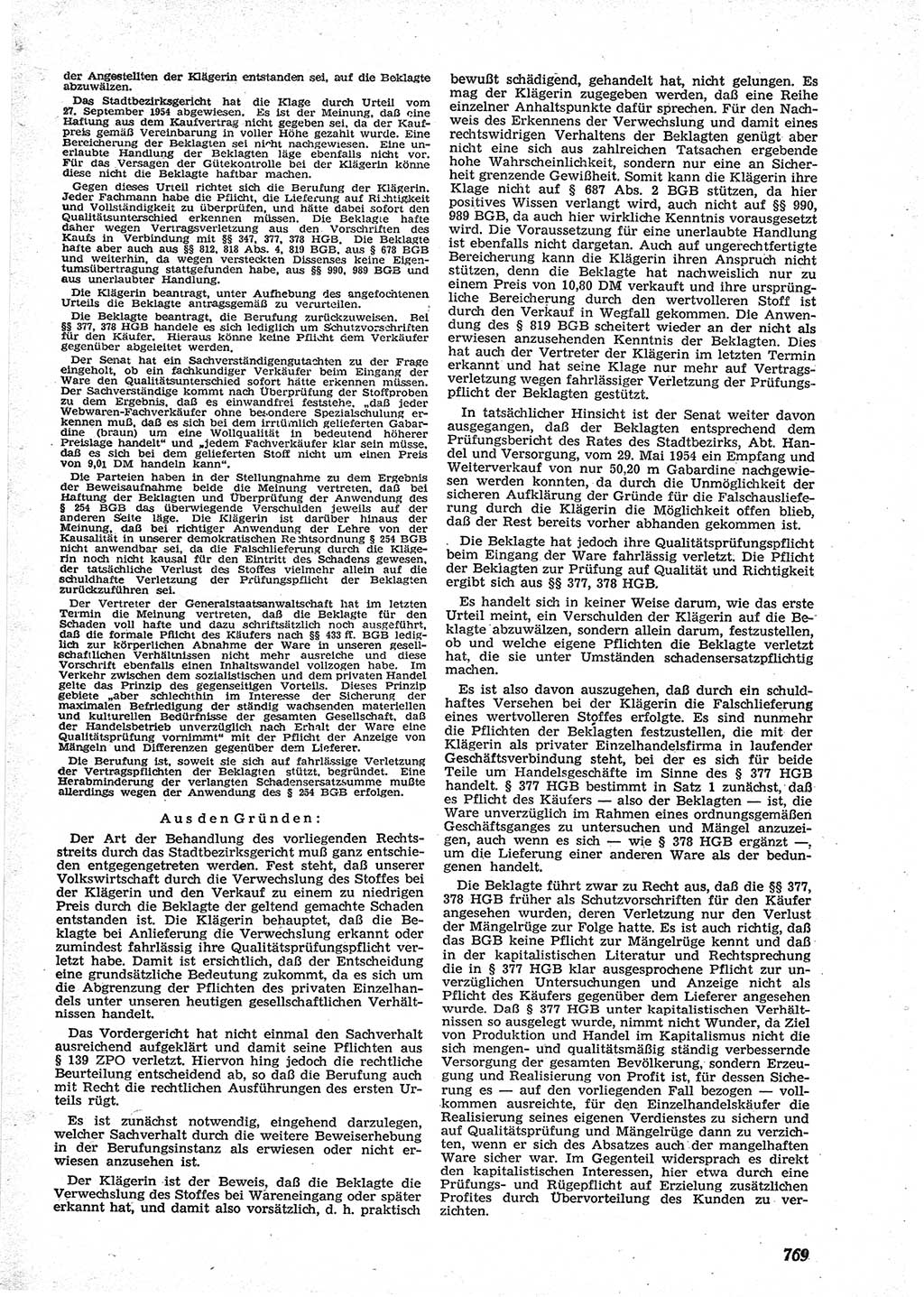 Neue Justiz (NJ), Zeitschrift für Recht und Rechtswissenschaft [Deutsche Demokratische Republik (DDR)], 9. Jahrgang 1955, Seite 769 (NJ DDR 1955, S. 769)