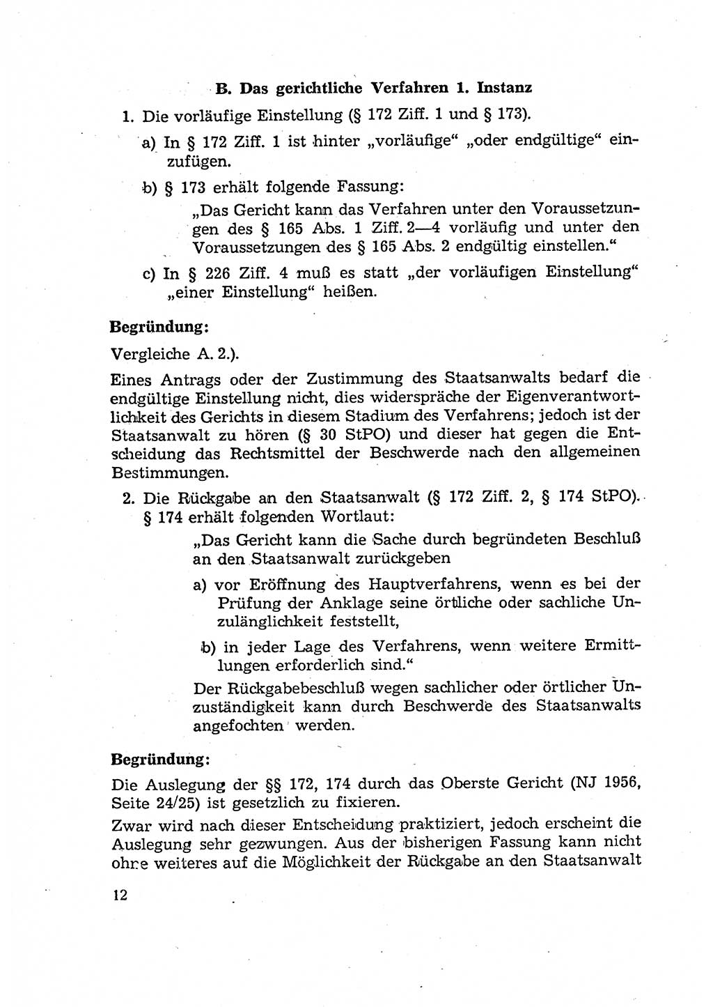 Bericht der Kommission zur Überprüfung der Anwendung der StPO (Strafprozeßordnung) [Deutsche Demokratische Republik (DDR)] 1956, Seite 12 (Ber. StPO DDR 1956, S. 12)