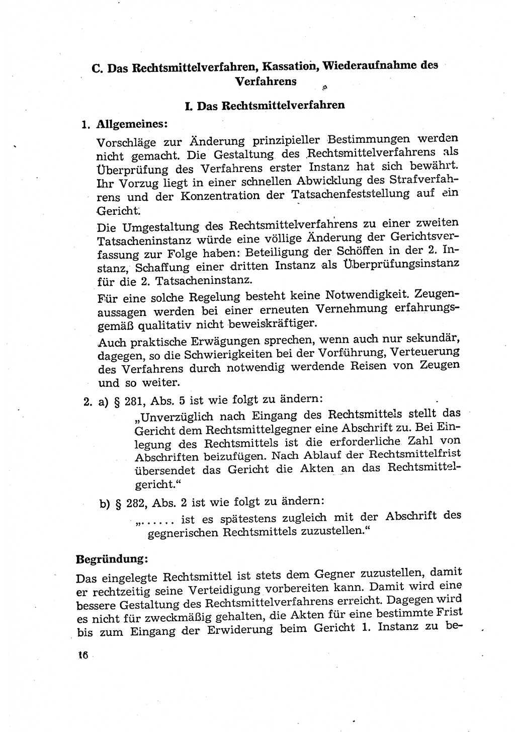 Bericht der Kommission zur Überprüfung der Anwendung der StPO (Strafprozeßordnung) [Deutsche Demokratische Republik (DDR)] 1956, Seite 16 (Ber. StPO DDR 1956, S. 16)