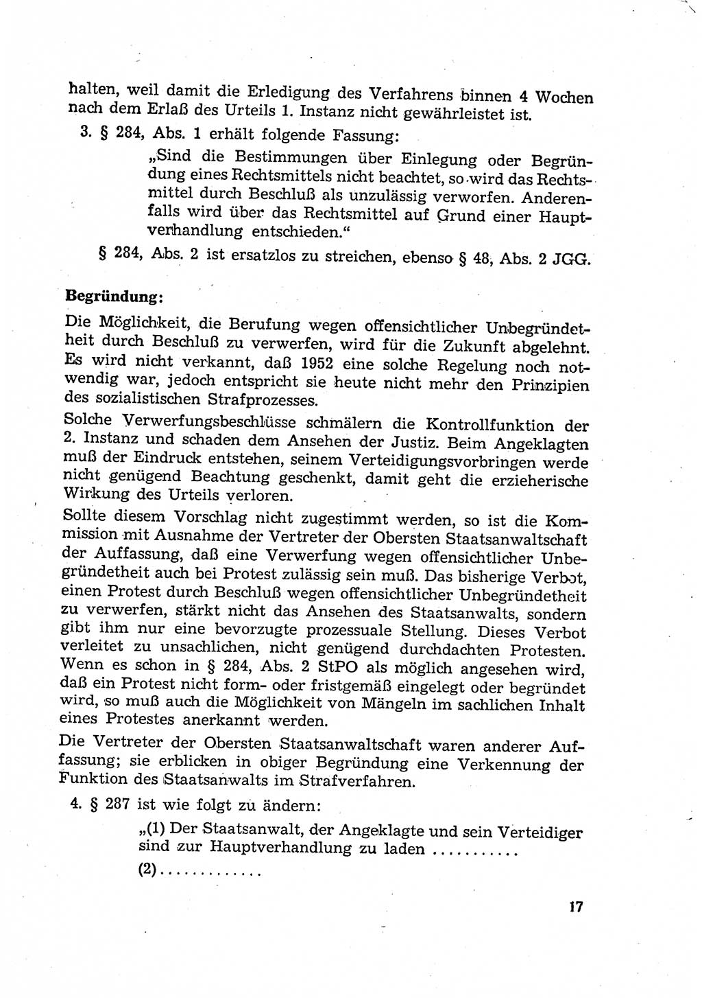 Bericht der Kommission zur Überprüfung der Anwendung der StPO (Strafprozeßordnung) [Deutsche Demokratische Republik (DDR)] 1956, Seite 17 (Ber. StPO DDR 1956, S. 17)