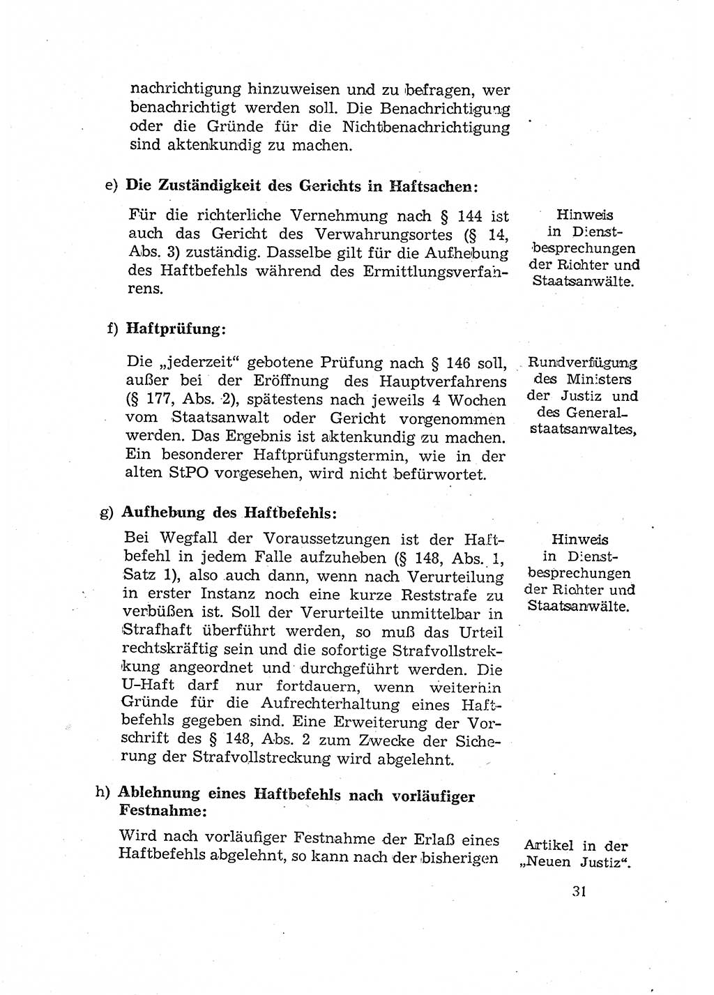 Bericht der Kommission zur Überprüfung der Anwendung der StPO (Strafprozeßordnung) [Deutsche Demokratische Republik (DDR)] 1956, Seite 31 (Ber. StPO DDR 1956, S. 31)