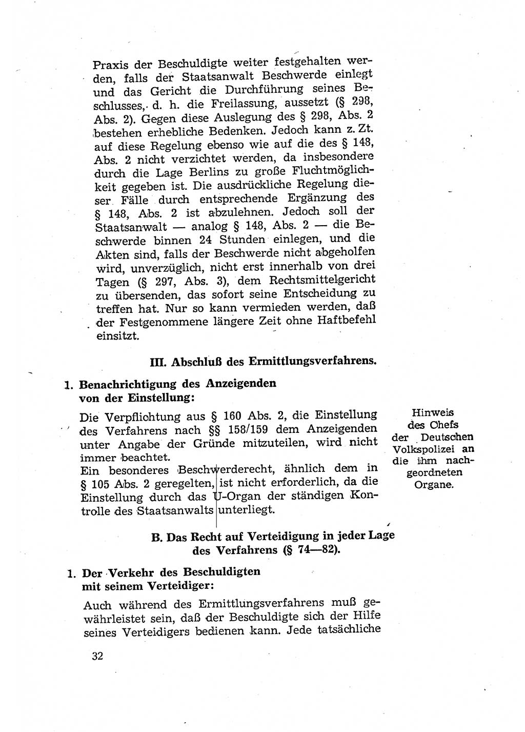 Bericht der Kommission zur Überprüfung der Anwendung der StPO (Strafprozeßordnung) [Deutsche Demokratische Republik (DDR)] 1956, Seite 32 (Ber. StPO DDR 1956, S. 32)